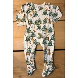 Burt's Bees Baby Christmas Footie Pajamas Tree Farm 3-6 months | Organic Cotton